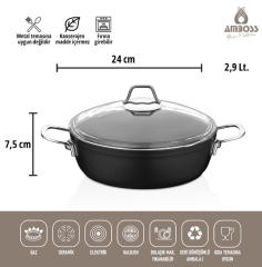 Amboss Dark Basık Tencere 24 cm