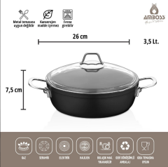 Amboss Dark Basık Tencere 26 cm