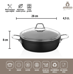 Amboss Dark Basık Tencere 28 cm