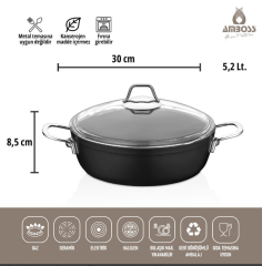Amboss Dark Basık Tencere 30 cm