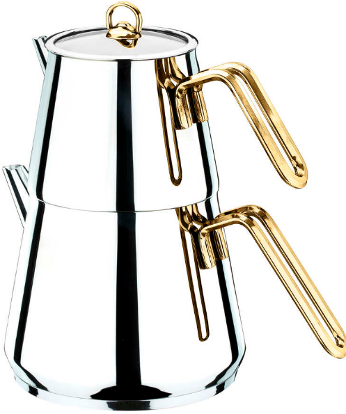 Akdeniz Piramit Metal Kulp Orta Çaydanlık