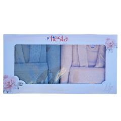 Fiesta Asorti Bukle Jakarlı Bornoz Takımı