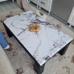 Mermer desenli Masa Örtüsü 80 cm